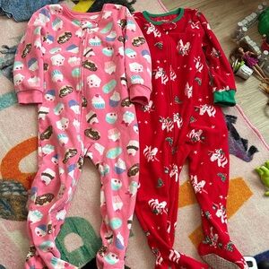 Carter's Pink and Red Cupcake and Holiday Footies
